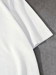Camiseta de Hombre de 180g, 100% Algodón, con Letras Cursivas "Blessed" - Beige Claro, Cuello Redondo Casual, Manga Corta, Ropa Casual de Verano, Lavable a Máquina, Tela Suave y Transpirable para Ropa de Moda Masculina, Camisetas para Hombre Talla Grande, Camiseta de Hombre Talla Grande, TALLA GRANDE - Blanco - Ver 3
