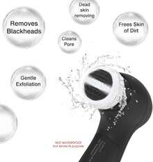 Facial Cleansing Brush Face Scrubber: Electric Face Spin Cleanser Brushes With 6 Brush Heads For Deep Cleansing, Gentle Exfoliating, Removing Blackhead, Massaging - 黑色 - 查看 5