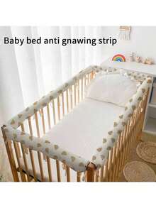 1pc INS Baby Crib Bumper, Cartoon Animal Crib Liner For Infant Nursery, Chewable Anti-Collision Cushion Crib Rail Guard With Breathable Holes, Printed Cartoon Animal Pattern, Baby Anti-Collision Bumper - Pink Bunny - View 4