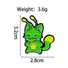 创意绿色外星生物胸针，可爱卡通风格徽章，服装和背包配饰 - 彩色 - 查看 7