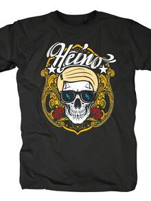 Heino Rocks Germany Classic Funny New Popular T-Shirt | Casual Crew Neck, Slightly Stretchy, Regular Fit, Geometric Pattern, Long Sleeves, Perfect For Men. Loose And Comfortable For Summer. - Black - View 5