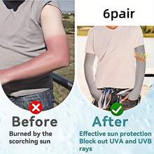 6-Pair Sun Protection Sports Arm Sleeves For Men And Women - Tattoo Cover-Up Style - 50-Piece Cooling Arm Sleeve Set, Suitable For Golf, Cycling, And Other Sports, With Thumb Hole Design, Sun-Protective, Breathable, Loose-Fitting Sports Style - Ultra-Breathable, Moisture-Wicking, Quick-Drying, Ideal For Summer Outdoor Activities - 6pair - View 4