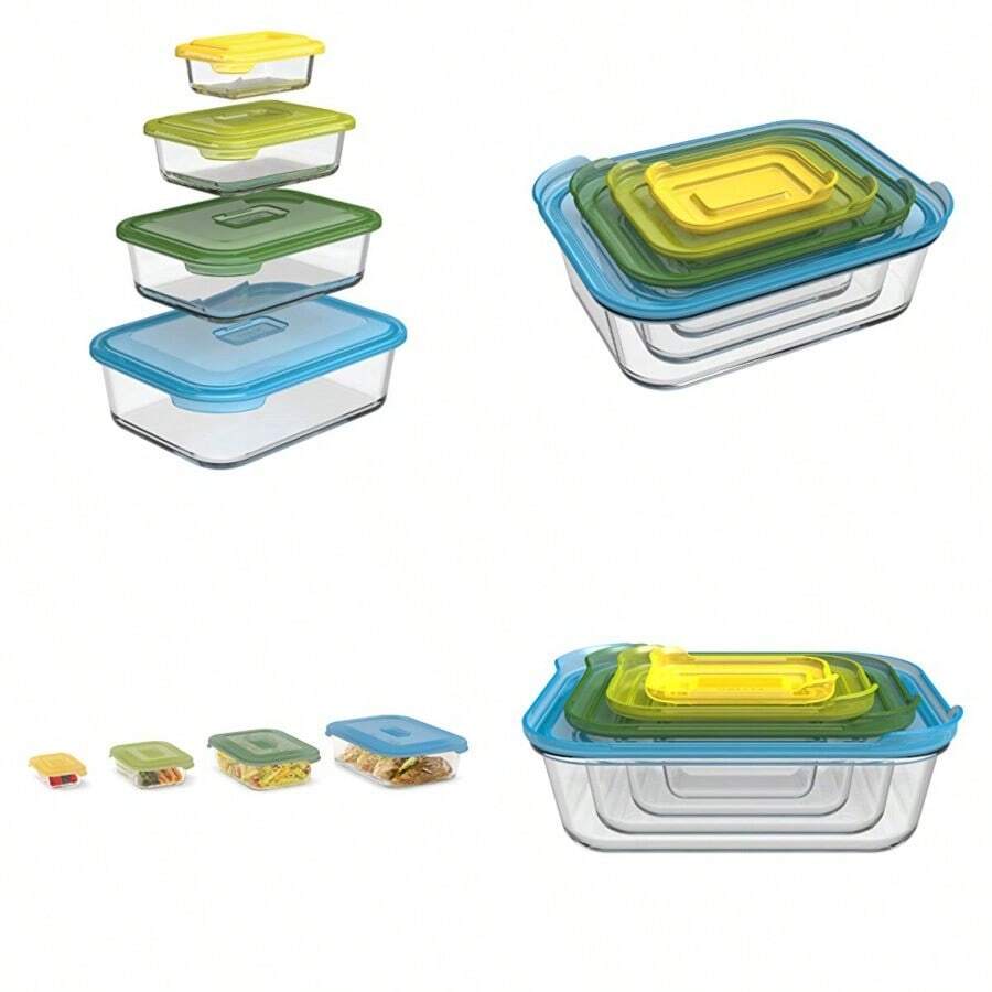 Joseph Joseph Juego de 8 piezas para almacenamiento de vidrio, congelador, horno, microondas, lavavajillas, multicolor - Multicolor - Ver 1