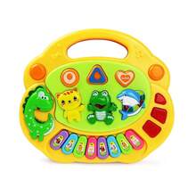 Juego de teclado de Piano de dibujos animados para niños con sonidos de animales luz intermitente música instrumento de bebé juguetes musicales juguetes educativos regalos para niños - Dinosaurio F - Ver 7