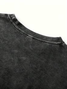 Camiseta con diseño de grafiti a la moda. Camisa vintage lavada. Crea fácilmente un estilo retro casual. Muy adecuado para viajes diarios, reuniones informales y uso cotidiano. Ropa Clásica Vintage para Mujer - Negro - Ver 6