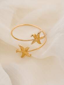 1pc Fashion Gold Color Starfish Arm Band/Armlet, Women Beach Jewelry, Pool Party Accessory - Gold - View 3