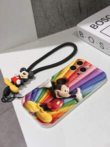 Disney Mickey Mouse Clubhouse Phone Case : 3D Fluffy Pattern Border Protector Phone Soft Phone Case With A Free Cute Mickey Bracelet Chain Lanyard, Mickey, Minnie, Goofy, Donald Duck, Daisy Duck, Pluto, For Apple 17 Promax 17 Pro 16 15 14 13 12 11 Pro Max XS Max X XR Soft Cover Summer Phone Case - 白色 - 查看 7