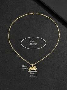 1件男士3D摩托车项链，时尚机车颈链，适合休闲街头嘻哈装扮和音乐节穿着 - 金黃色 - 查看 3