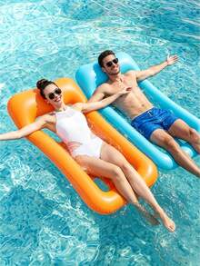 Inflatable Swimming Pool Lounger, Ergonomic Comfortable Water Floating Mat, Durable PVC Material Adult Pool Lake Backyard Outdoor Party Floats - Multicolor - View 2