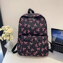 Mochila de gran capacidad de unicolor para hombres, bolsa de viaje minimalista de moda, adecuada para uso casual, estilo japonés, estilo universitario, desplazamientos y otros - Negro - Ver 9