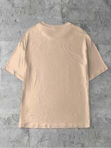 Short-Sleeved T-Shirt With Casual Cat Print, Pure Cotton Summer T-Shirt. - 杏 - 查看 2