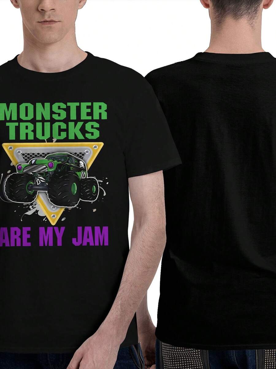 Monster Trucks Are My Jam Unisex Short Sleeve Crew Neck T Shirt All Day Comfort For Casual Outings And Vacation Days US 6(S)-16(XXXL) Cosplay ,, - màu đen - Xem 1