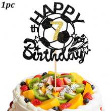 1件/3件装足球主题生日蛋糕装饰 - 闪光蛋糕插牌，足球鞋设计，适合生日派对用品 - 彩色 - 查看 19