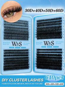 Waloshow 640pcs D-Curl DIY False Eyelashes Set, 10D-80D Lash Clusters, 8-16mm Individual Lashes, Ultra Soft Reusable False Lashes, Thick & Natural, Suitable For Daily Wear, Dates, Parties And Holidays - D - View 5