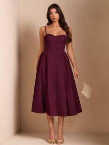 Elegante vestido largo sin mangas con manga abultada para mujer, adecuado para citas diarias, salidas, discotecas, fiestas, temporada de otoño - Granada - Ver 3