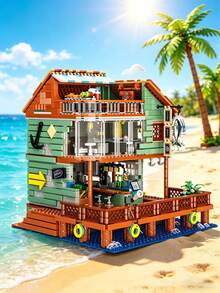 Set Balok Bangunan Pemandangan Jalan Pelabuhan/Dermaga/Hotel Dewasa 18+, Mainan Arsitektur Modular Mewah, Permainan yang Memuaskan untuk Meredakan Stres dan Kecemasan, Model Modular Mini Mikro, Hadiah Ulang Tahun Sempurna untuknya, Aktivitas Pasangan Kreatif dan Permainan Puzzle, Dekorasi Kamar Tidur Unik dan Model Dekoratif - Berbagai warna - View 9