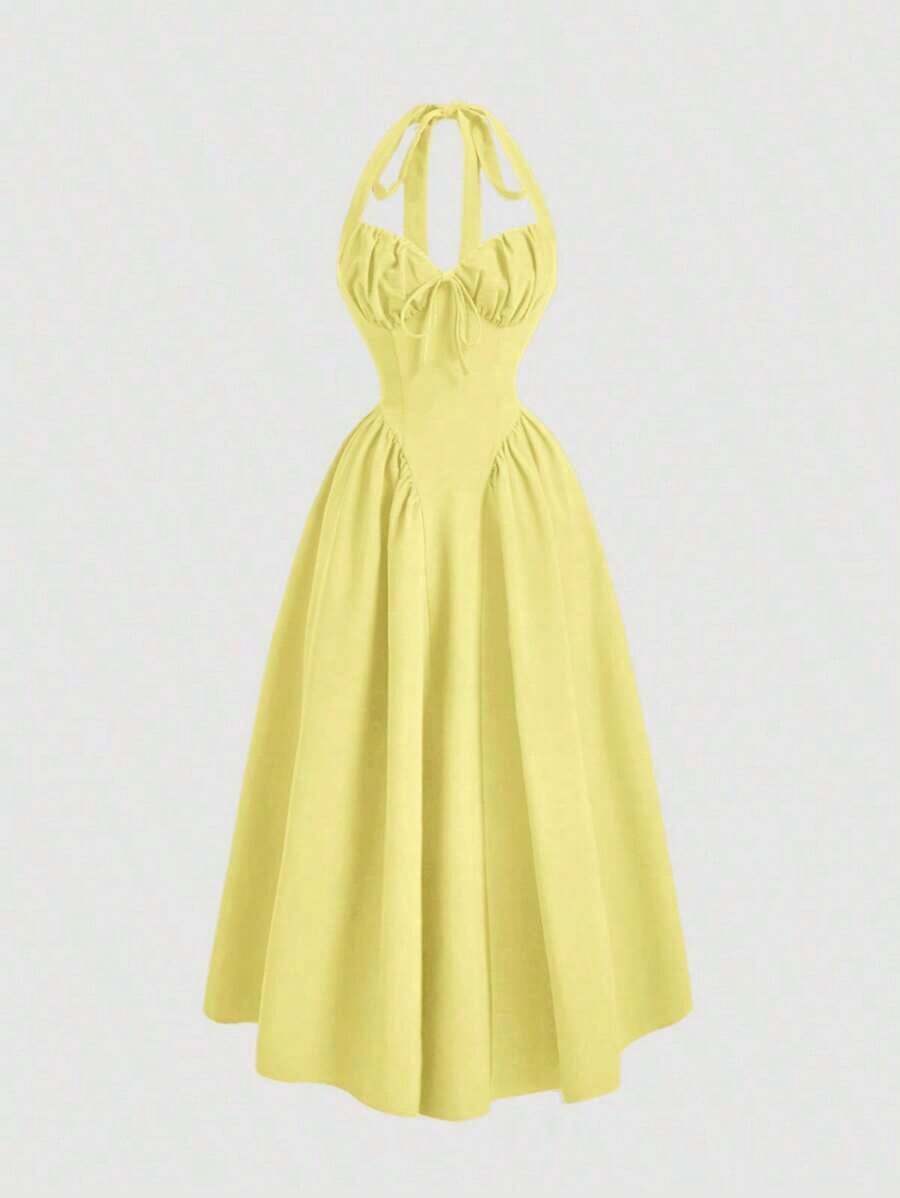 Women Midi Dresses - Yellow - View 1