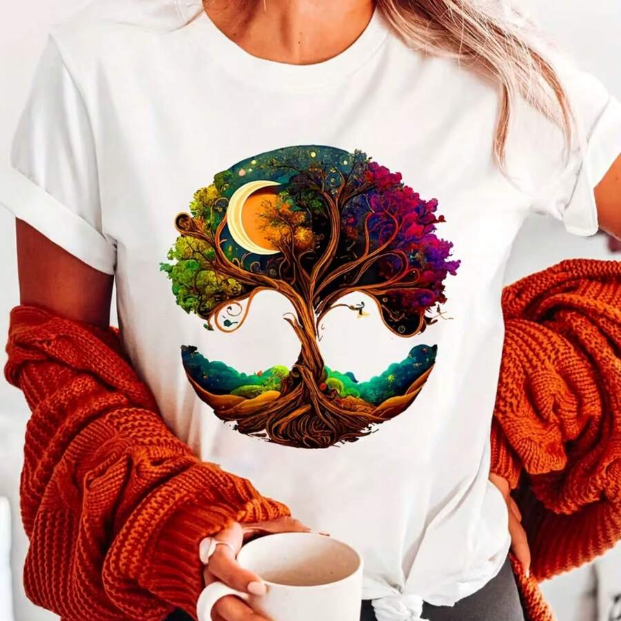 Printed T-Shirt For Men And Women - White - View 1