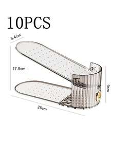 10pcs Adjustable Double Layer Shoe Rack, Space-Saving Shoe Organizer, Double Layer Shoe Shelf, Home Shoe Cabinet Expansion Tool, Suitable For Sneakers, High Heels, Leather Shoes, Slippers, Closet And Entryway Storage - Multicolor - View 14