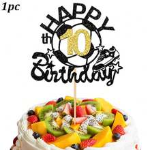 1件/3件装足球主题生日蛋糕装饰 - 闪光蛋糕插牌，足球鞋设计，适合生日派对用品 - 彩色 - 查看 7