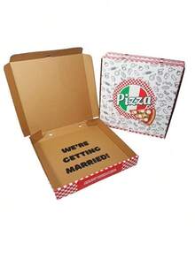 Reveal Rooster Wedding Pizza Box Collection  12" Pizza Box – Will You Marry Me / We're Getting Married -1 Pc - WE'RE GETTING MARRIED!- 1 Pack - 查看 3