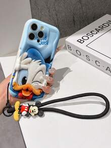 Disney Mickey Mouse Clubhouse Phone Case : 3D Fluffy Pattern Border Protector Phone Soft Phone Case With A Free Cute Mickey Bracelet Chain Lanyard, Mickey, Minnie, Goofy, Donald Duck, Daisy Duck, Pluto, For Apple 17 Promax 17 Pro 16 15 14 13 12 11 Pro Max XS Max X XR Soft Cover Summer Phone Case - 白色 - 查看 6