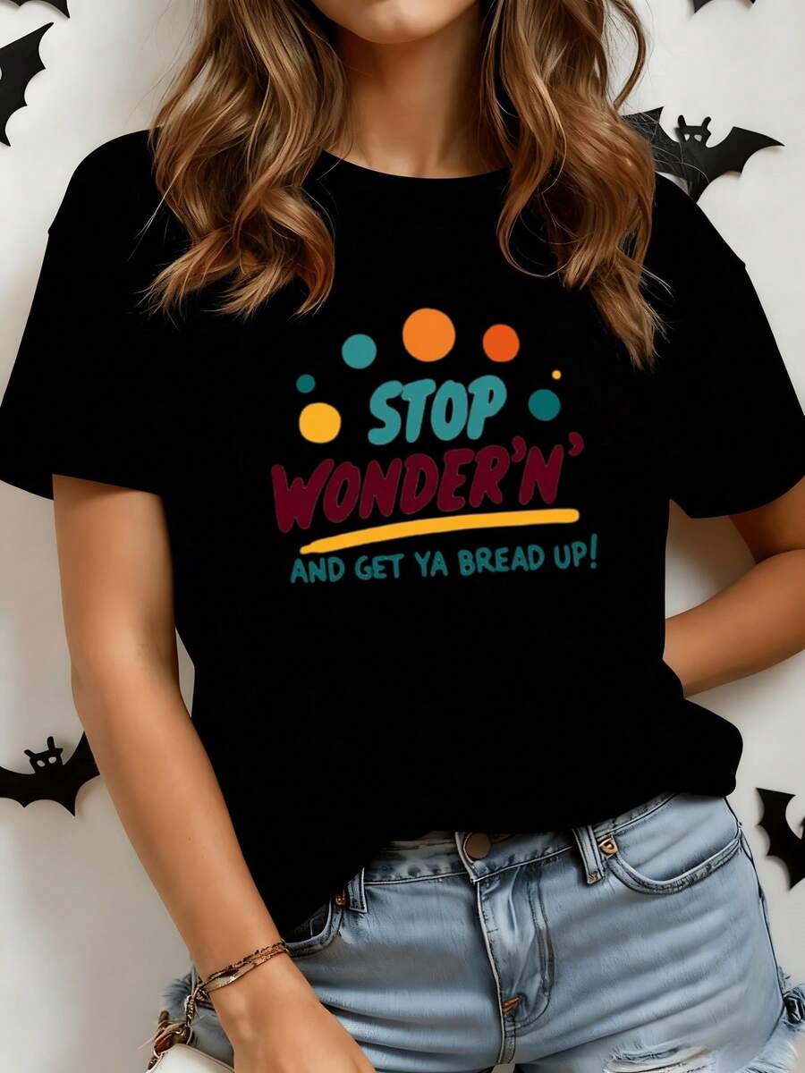 Motivational Phrase With Vibrant Colored Circles That Inspire Energy And A Positive Attitude To Achieve Your Goals With Confidence And Joy. Comfortable Casual Women's T-Shirt For Everyday Wear. - 黑色 - 查看 1