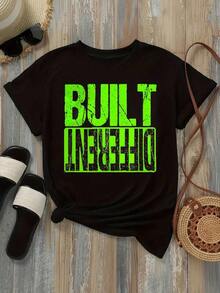 1 pieza Camiseta de Mujer Casual de Corte Holgado, Opciones en Negro y Blanco, Verde Neón, Camiseta con Estampado Gráfico BUILT DIFFERENT, Camisetas de Uso Diario de Verano, Tops de Verano, Camisetas Gráficas, Conjuntos de Verano para Mujer, Camisetas Cortas para Mujer, Tops para Mujer, Ropa Vintage de Algodón, Ropa Linda para Mujer, 210g 100% Algodón, todos los diseños están impresos. Unisexo. - Blanco - Ver 8