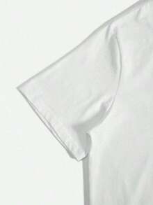 1 pcsCamiseta Casual de Manga Corta para Mujer - Estampado Geométrico en y Marrón con Detalles Dorados, Tejido Transpirable y Elástico Medio, Cuello Redondo, Lavable a Máquina, Moda Diaria Primavera Verano Otoño, Ajuste Relajado, Material No Transparente, Blus180g 100% Cotton100% Cotton - Blanco - Ver 4
