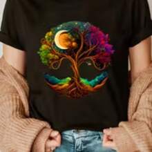 Printed T-Shirt For Men And Women - Black - View 1