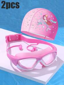 2 Pieces Set - Swimming Goggles + Swimming Cap, With Anti-Fog And Waterproof Silicone Swimming Nose Clip, Suitable For Swimming Training And Leisure Activities. It Is A Great Gift For Festivals, A Must-Have For Beaches, And A Beach Accessory. - Nhiều màu - Xem 11