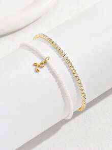 2条优雅串珠字母脚链，专为女孩设计，新颖可爱，26个字母吊坠串珠脚链，适合作为礼物送给朋友 - 彩色 - 查看 2