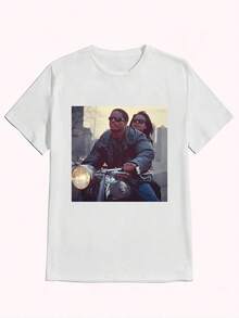 1 Love Jones T-Shirt, Casual Print, Comfortable And Versatile, With Lettering Design, 100% Cotton, 210g, Designs Are Printed. Unisex. - 白色 - 查看 12