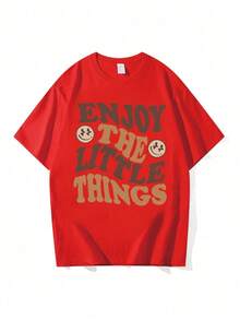 Camiseta impresa en letras blusa casual de cuello redondo de manga corta en verano y primavera, ropa de mujer camisetas para muje - Estilo IV - Ver 1