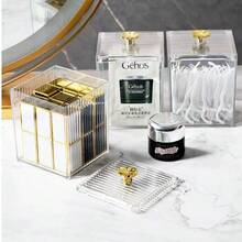 Bộ 3 hộp đựng trong suốt chống bụi có nắp đậy, hộp đựng tăm bông để bàn, hộp đựng son môi phòng tắm, hộp đựng đồ lặt vặt trong suốt trên bàn trang điểm. - Nhiều màu - Xem 4