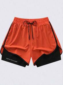 Women's Quick-Dry Yoga Shorts - Lightweight And Breathable Sports Shorts, Summer Black Elastic Fitness Shorts For Women - 紅橙色 - 查看 1