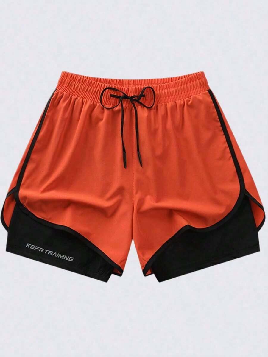 Women's Quick-Dry Yoga Shorts - Lightweight And Breathable Sports Shorts, Summer Black Elastic Fitness Shorts For Women - 紅橙色 - 查看 1
