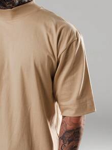 DMUNIZ Oversized Streetwear Basic Turtleneck Gym T-Shirt Dmz002 - 卡其色 - 查看 7