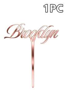 1/3/5pcs Customizable Name Cake Topper, Available In Silver, Gold And Rose Gold. Made Of Mirror Acrylic, Can Customize Text According To Needs, Suitable For Birthday, Wedding, Baby Shower, Graduation, Anniversary And Other Celebration Events. Reusable For Any Occasion. - Multicolor - View 11