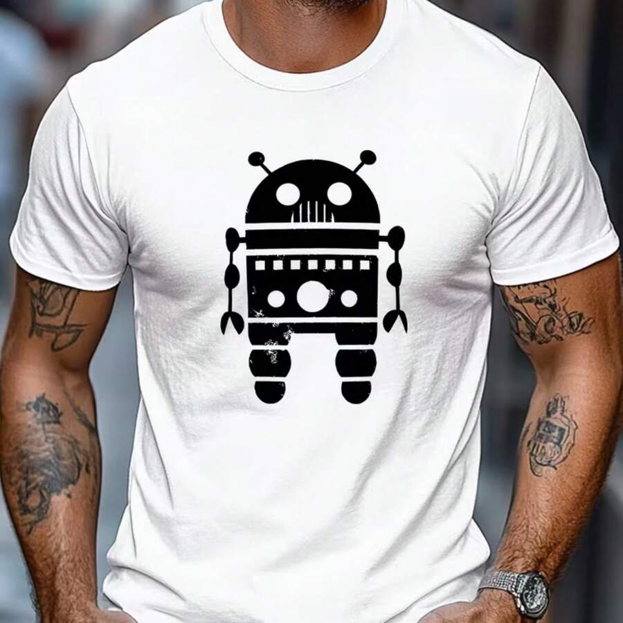 Printed T-Shirt For Men And Women - 白色 - 查看 1