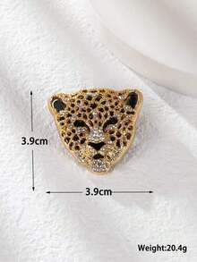 1pc Glamorous Zinc Alloy Leopard Head Design Brooch For Women For Daily Decoration - Grey - View 3
