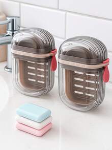Luxury Plastic Soap Dish With Drainage Tray, Portable Travel Soap Box, Non-Slip Design, Easy To Clean And Carry, Perfect For Bathroom And Travel Essentials - Brown - View 2