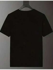 Camiseta estampada para hombre "Confía en Nosotros" Versión B con estampado de pistola y eslogan - 1 pieza, 100% algodón, tallas S a XXXL, camiseta casual de algodón de manga corta y cuello redondo para primavera y verano, adecuada como regalo.Nueva Camiseta Elegante - Negro - Ver 3
