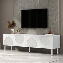 Modern 180cm TV Stand With Storage Space, Matte Surface & Cable Management – Minimalist Design For Living Room, Bedroom Or Hallway - White - View 7
