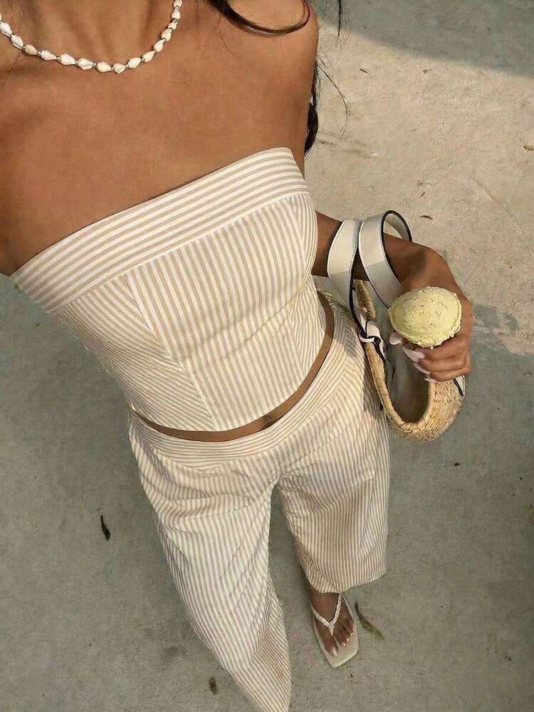 Women Two-Piece Outfits - 杏 - 查看 6