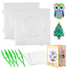 Bộ dụng cụ tự làm đồ trang sức bằng hạt cườm 2/4 món, bao gồm hạt cườm Hama & Perler 5mm, bảng đục lỗ vuông, giấy ủi và nhíp gắp hạt cườm - Vật liệu thủ công trong suốt, thích hợp cho các dự án thủ công, bảng hạt cườm, phụ kiện, hoàn hảo cho mùa đông và năm mới. - Bảng hạt Perler - Xem 12