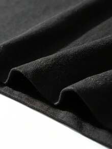 Camiseta casual para mujeres de talla grande, con cuello redondo, mangas cortas y tejido ligeramente elástico, diseñada para la comodidad en todas las estaciones. - Negro - Ver 6