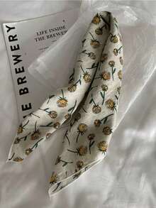 Ditsy Floral Scarf For Women, Versatile Cartoon Headscarf, Fashion Neck Warmer Shawl - Beige - View 3