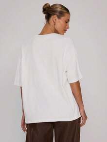 Camisetas de Mujer con Estampado de Leopardo Fresco y Gráfico de Cerezas, Top Oversize, Camiseta Gráfica Fresca para el Día a Día, Vacaciones, Aeropuerto, Festivales, Regreso a Clases, Camiseta Gráfica Elegante para Primavera y Verano. - Blanco - Ver 4