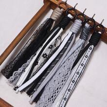 2pcs/Pack Dark-Colored Lace Ribbon Keychain, 21cm Long, Phone/Bag Charm, DIY Home Decor & Car Hanging Accessory - Ornament Cord - View 9